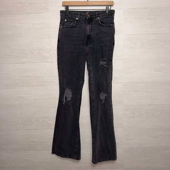 BDG High Rise Stretch Flare Jeans Size 29 Black Distressed Retro Denim - Picture 2 of 7